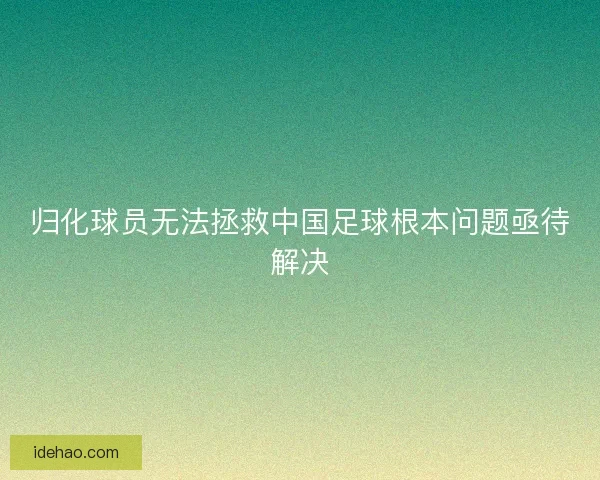 归化球员无法拯救中国足球根本问题亟待解决
